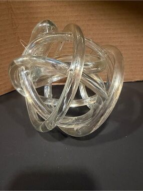 Clear Glass Knot Sculpture – Modern Home Art Accent